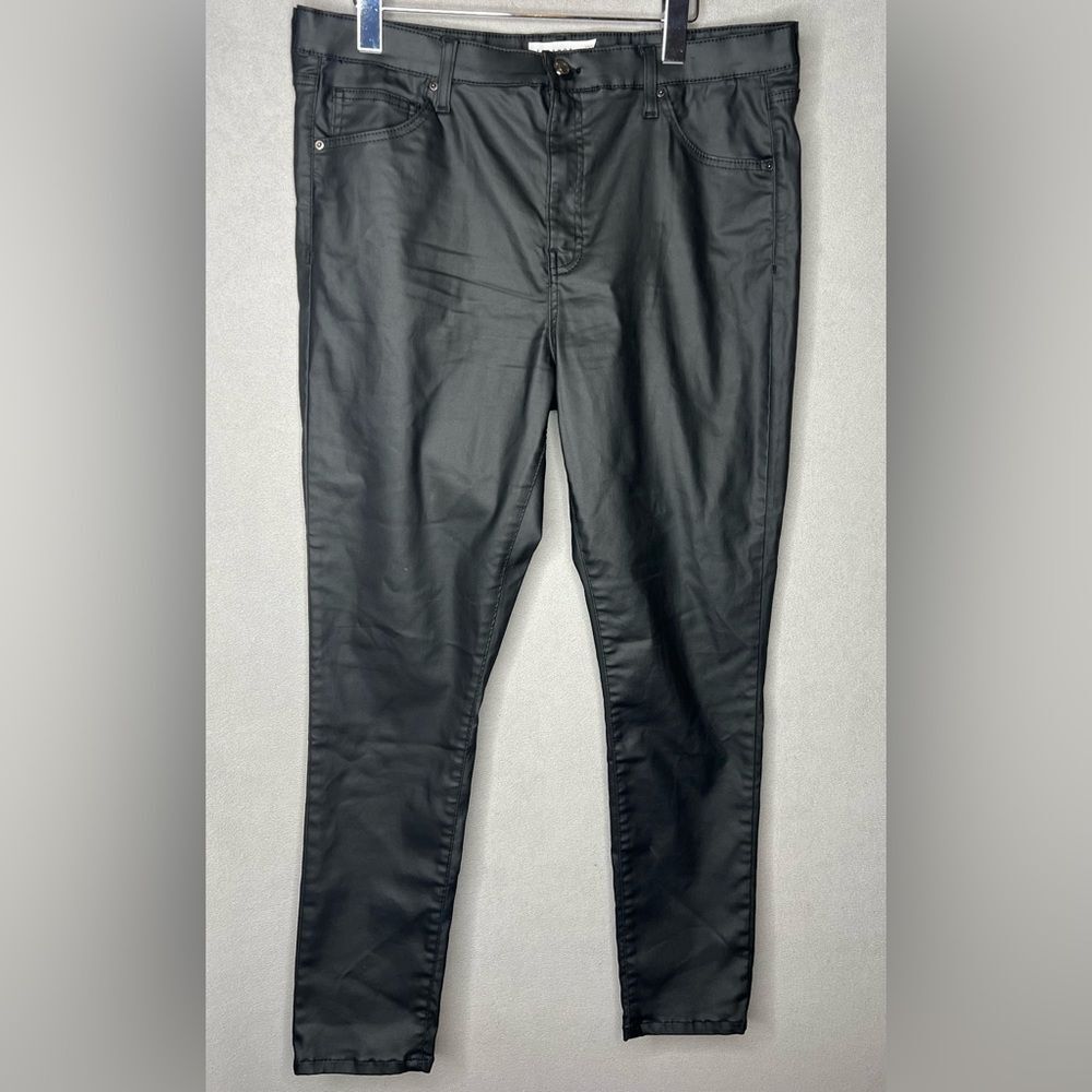 Topshop Jamie Faux Leather Skinny Jeans, W36, L32 Black Women’s